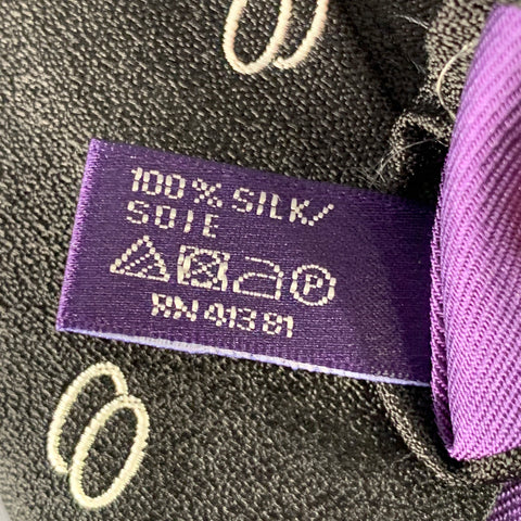 Cravate en soie Ralph Lauren noire et blanche à cercles