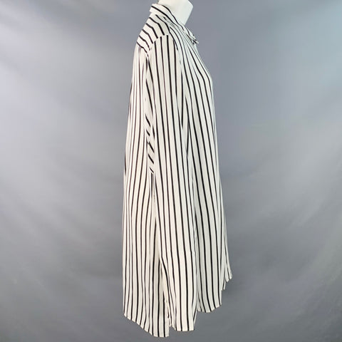 MCQ by ALEXANDER MCQUEEN 2016 Size L Black White Viscose Stripe Tunic Shirt