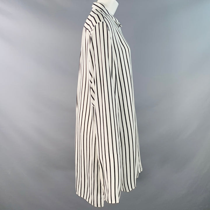 MCQ by ALEXANDER MCQUEEN 2016 Size L Black White Viscose Stripe Tunic Shirt