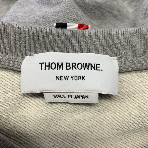 THOM BROWNE Size L Grey Red White Blue Cotton Stripe Cropped Pullover