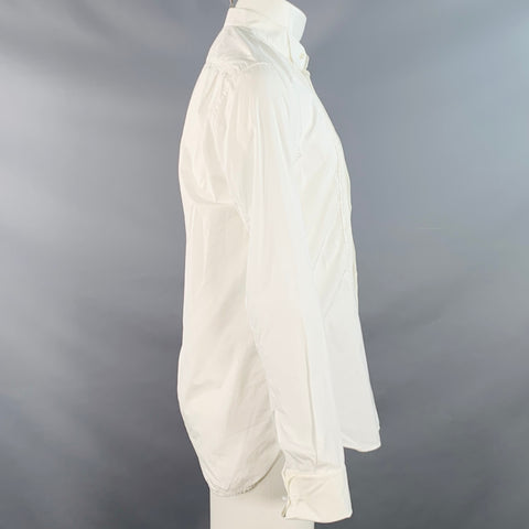 Chemise de smoking MARC JACOBS taille S en coton blanc, col cassé, plastron plissé, poignets mousquetaires, manches longues