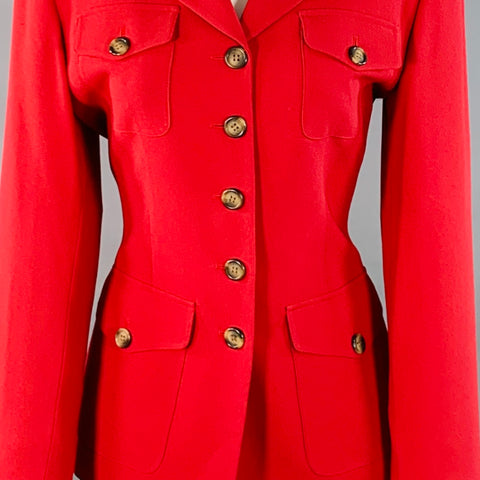 EVAN PICONE Size 6 Red Triacetate Blend Peak Lapel Jacket Blazer