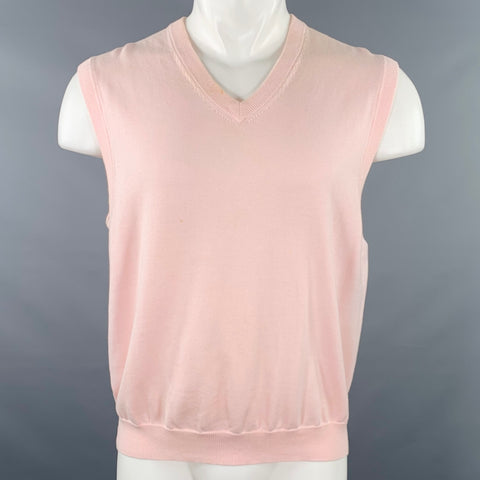 BROOKS BROTHERS Gilet de pull en coton rose col en V taille M
