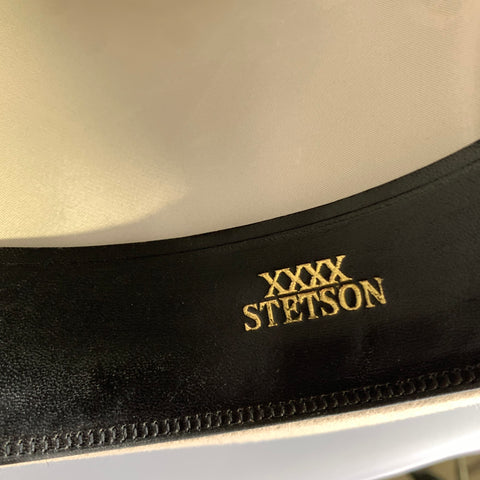 STETSON Size 7.5 Beige Woven Trim Cowboy hat