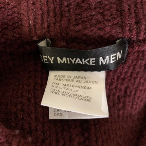 ISSEY MIYAKE MEN Size L Burgundy Squares Wool Pull On Sweater