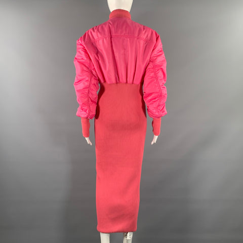 AMBUSH Size M Pink Polyamide Ribbed Knit Coat Dress Coat
