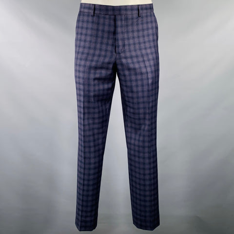 PAUL SMITH Size 42 Grey Navy Plaid Wool Notch Lapel Suit