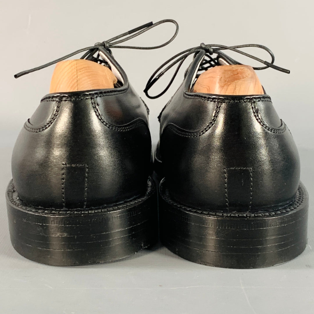 ALDEN Size 7 Norwegian HS Blucher Black Calfskin Leather Split Toe Derby Lace-Up Shoes