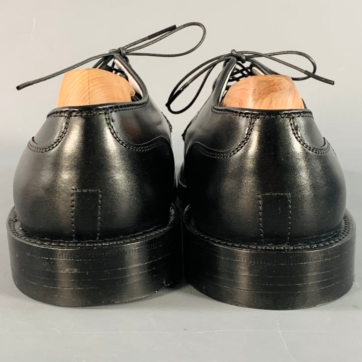 ALDEN Size 7 Norwegian HS Blucher Black Calfskin Leather Split Toe Derby Lace-Up Shoes