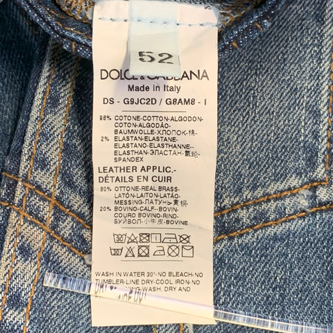 DOLCE & GABBANA Size L Blue Cotton Blend Denim Trucker Jacket