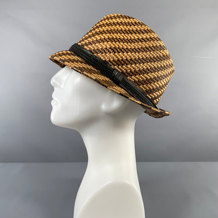 MAKINS Brown Beige Woven Straw Hats