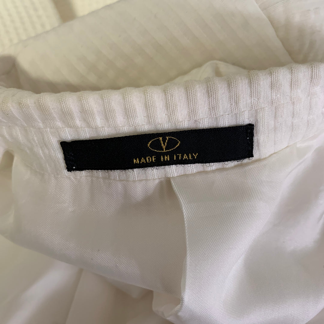 VALENTINO Size 44 Cream Seersucker Cotton Blend Notch Lapel Sport Coat