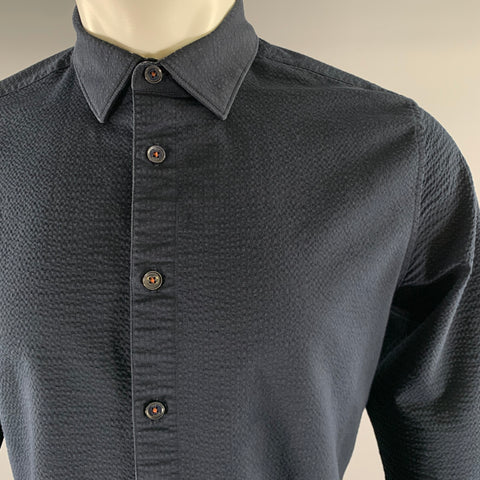 TED BAKER Size S Navy Cotton Blend Button Down Long Sleeve Shirt