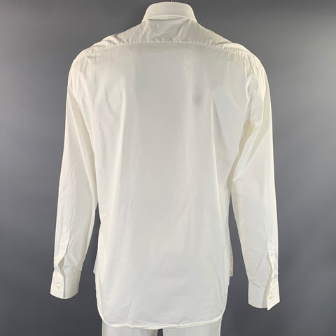 DSQUARED2 Size L White Black & Gunmetal Sequined Cotton Long Sleeve Shirt