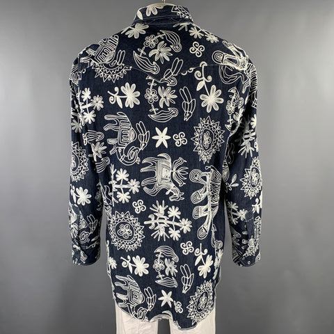 CHEMISE ENGINEERED GARMENTS EN COTON BRODÉ INDIGO À BOUTONS PRESSION