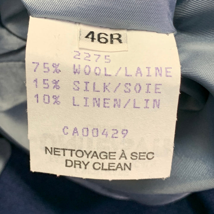 PETER MILLAR Size 46 Blue Wool Silk Linen Single Breasted Notch Lapel Sport Coat