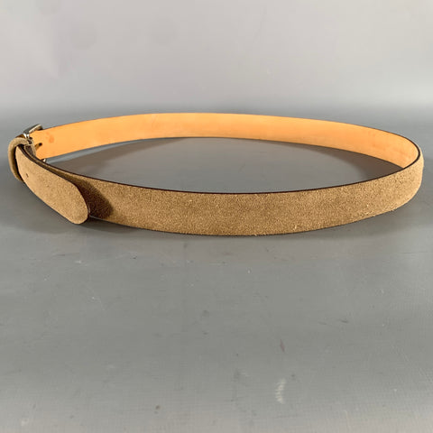 BERGDORF GOODMAN Size 38 Khaki Solid Suede Belt
