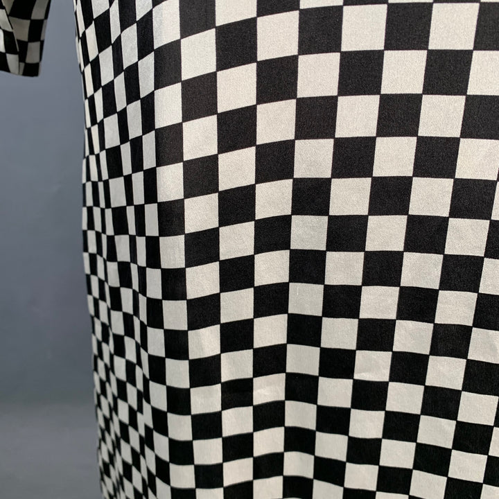 AMIRI Size S Black White Silk Checkered Two Pockets Shirt Dress