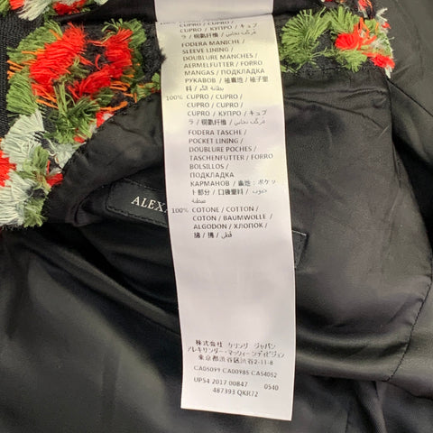 ALEXANDER MCQUEEN SS18 Size 44 Black Green Red Textured Notch Lapel Sport Coat