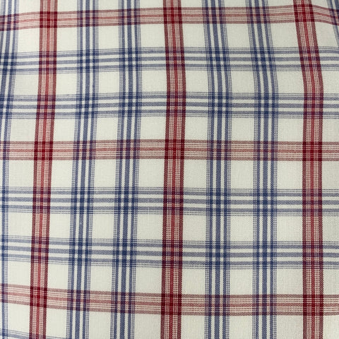 ISAIA Size M Burgundy White Blue Plaid Cotton Spread Collar Long Sleeve Shirt