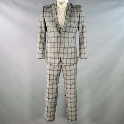 PAUL SMITH Size 42 The Byard Regular Grey Charcoal Checkered Wool Notch Lapel Suit