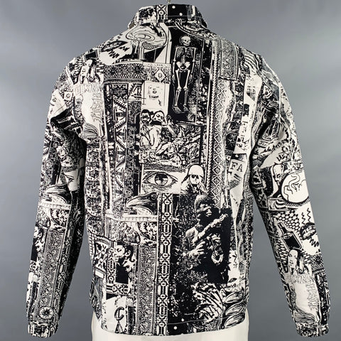 FUCKING AWESOME Size S White Black Abstract Cotton Shirt Jacket