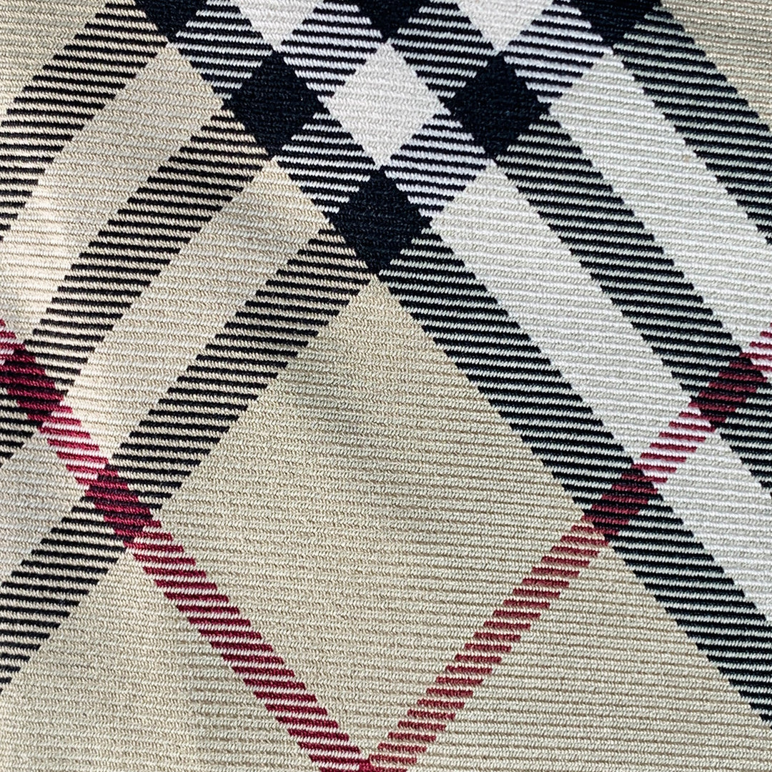 BURBERRY LONDON Nova Check Beige Red Black Plaid Silk Tie