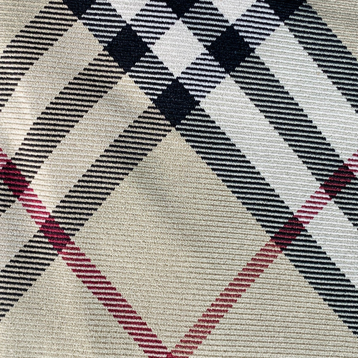 BURBERRY LONDON Nova Check Beige Red Black Plaid Silk Tie