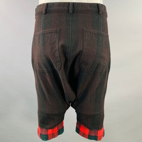 Shorts entrejambe bas COMME des GARCONS Taille XS Noir Rouge Carreaux Laine Mélangée
