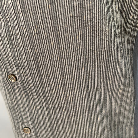 ARMANI COLLEZIONI Size S Grey Black Seersucker Stripe Cotton Blend Long Sleeve Shirt