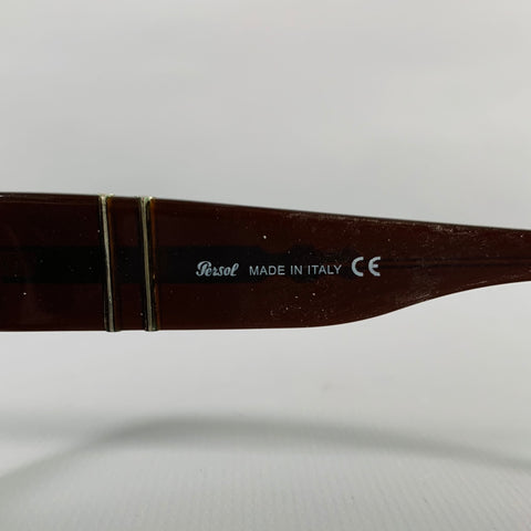 PERSOL Brown Silver Acetate Sunglasses