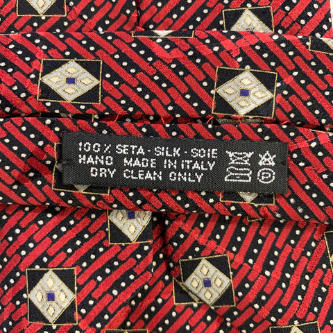BRIONI Red Black Geometric Silk Tie