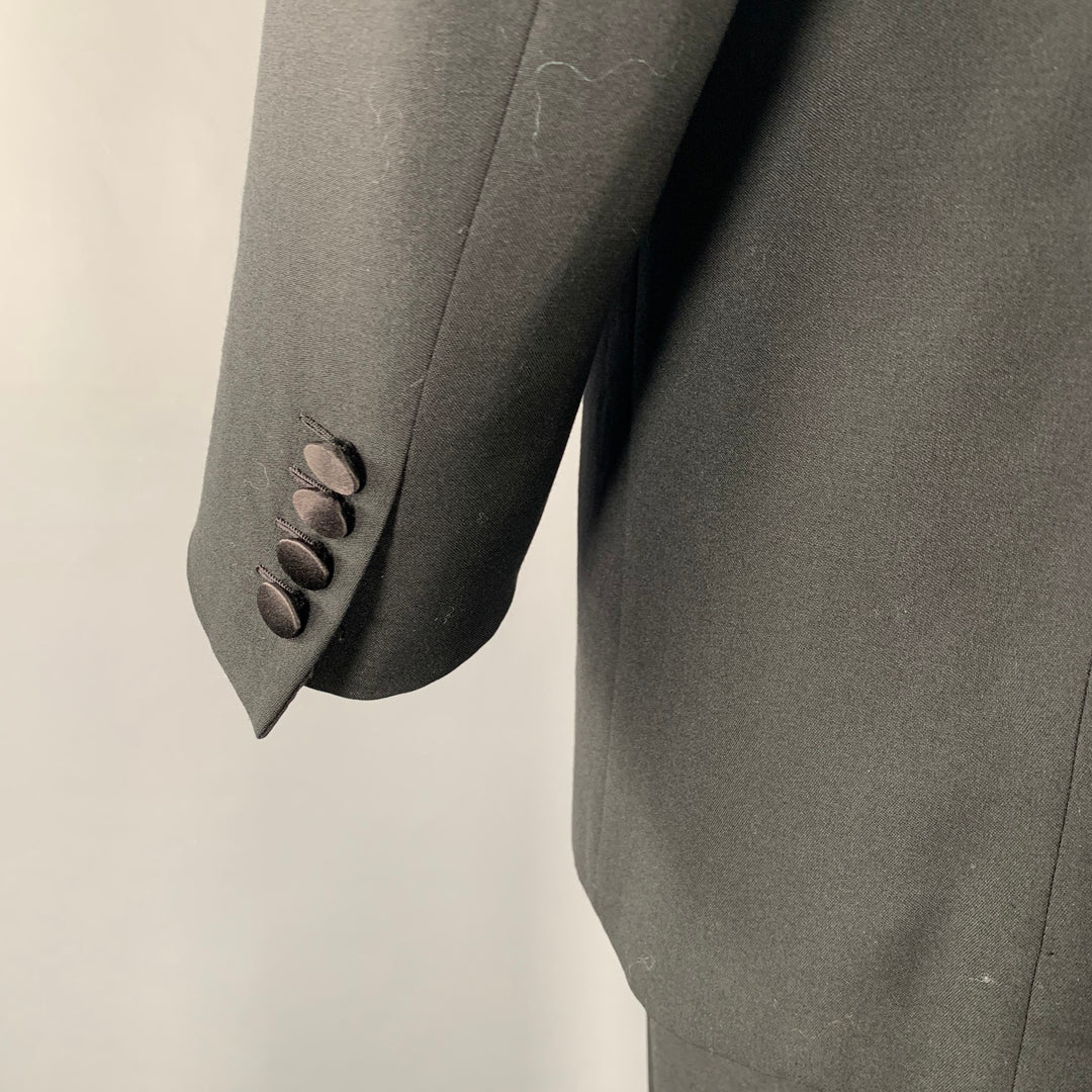 BRIONI Size 46 Black Wool Double Breasted Tuxedo