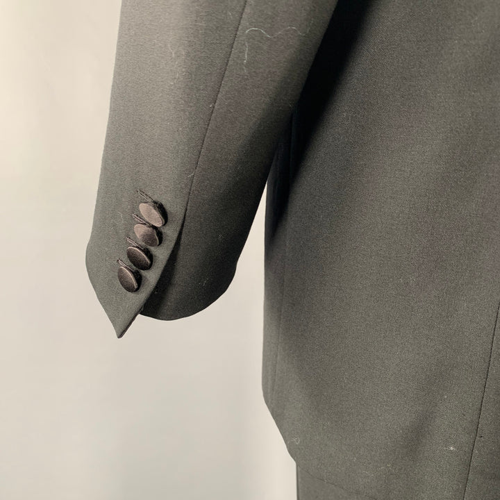 BRIONI Size 46 Black Wool Double Breasted Tuxedo