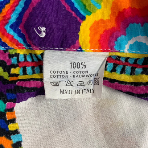 ETRO Size M White Multi-Color Print Cotton Button Up Long Sleeve Shirt