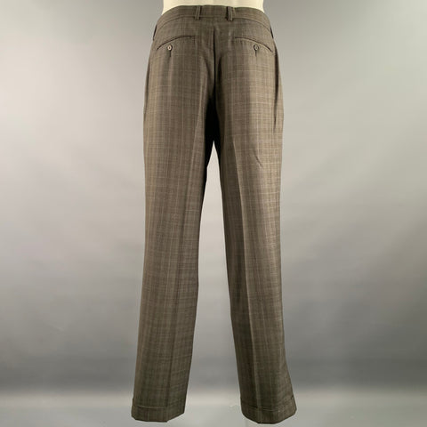TED BAKER Chest Size 40 Grey Light Blue Tartan Wool Notch Lapel 34 31 Suit