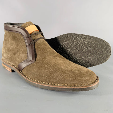 LOUIS VUITTON Size 10 Brown Textured Suede Lace-Up Boots