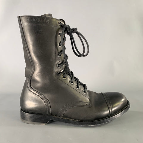 ALEXANDER MCQUEEN Size 9.5 Black Leather Lace Up Boots