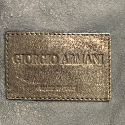 GIORGIO ARMANI Size 42 Navy Lambskin Leather Hidden Snaps Shirt Jacket