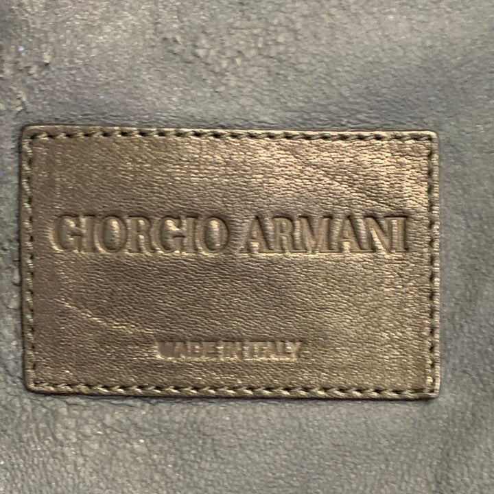 GIORGIO ARMANI Size 42 Navy Lambskin Leather Hidden Snaps Shirt Jacket