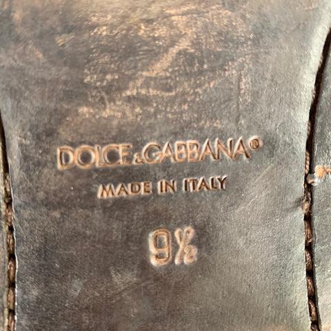 DOLCE & GABBANA Size 10.5 Brown Distressed Roughout Leather Boots