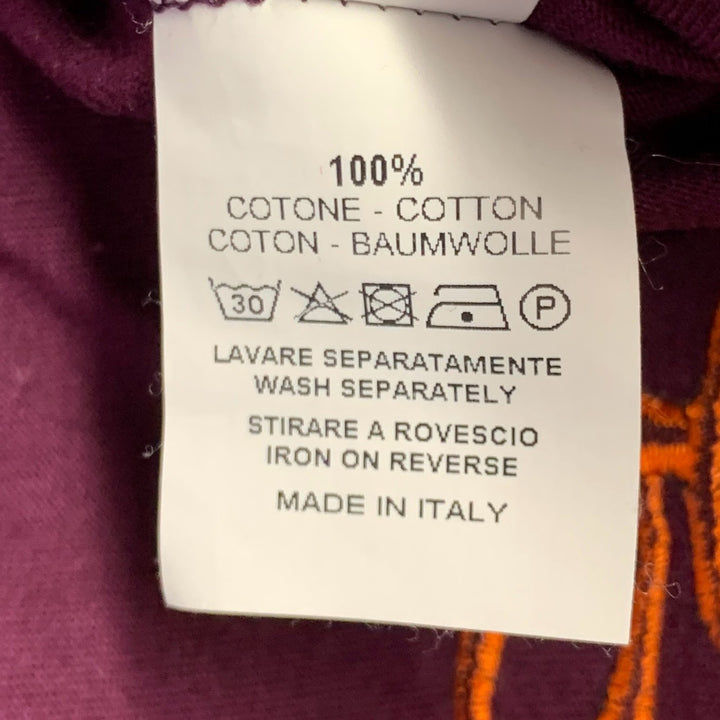 WALTER VAN BEIRENDONCK Size S Purple Embroidery Cotton T-shirt