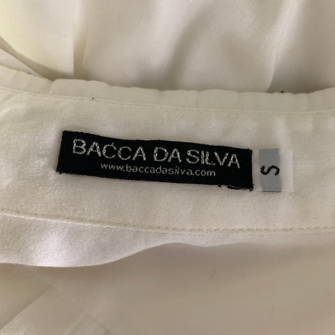 BACCA DA SILVA Size S White Black Embroidered Shirt