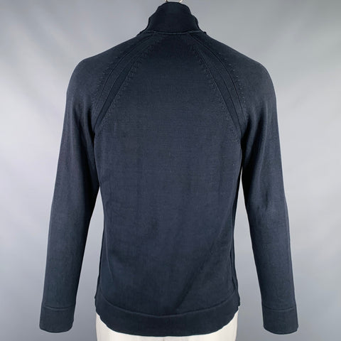 TRANSIT Size L Navy Knit Cotton Shawl Collar Jacket