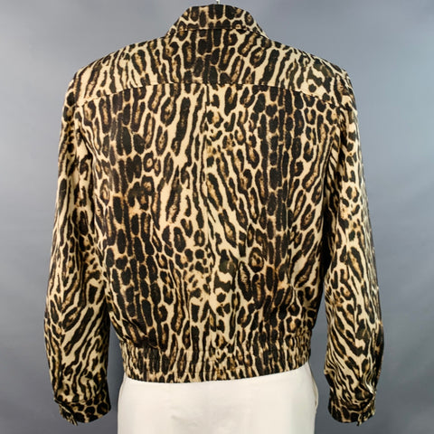 DRIES VAN NOTEN Size XL Yellow Brown Animal Print Wool Zip Up Blouson Jacket