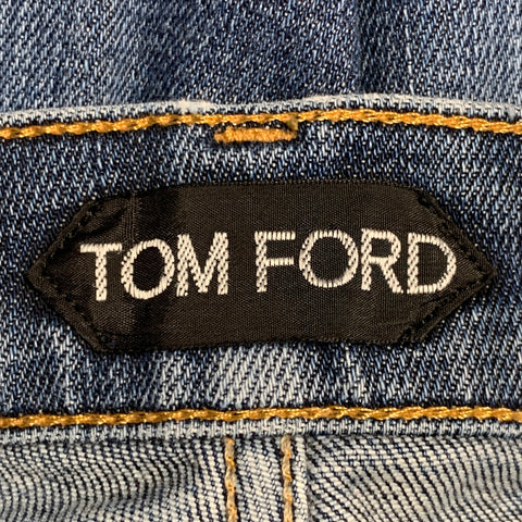 TOM FORD Size 30 Blue Cotton Blend Straight Button Fly Jeans