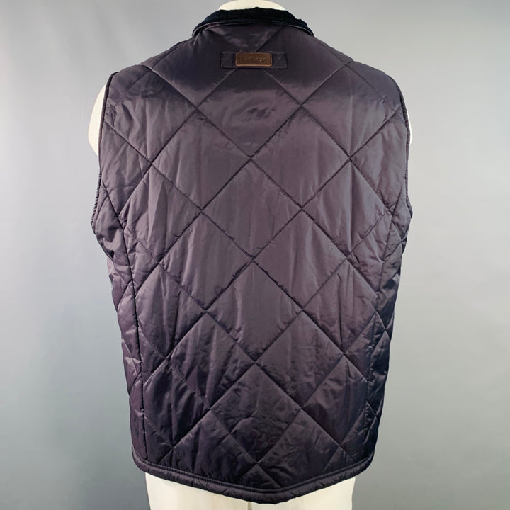 BARBOUR Size XL Finn Navy Quilted Polyamide Zip Up Puffer Vest