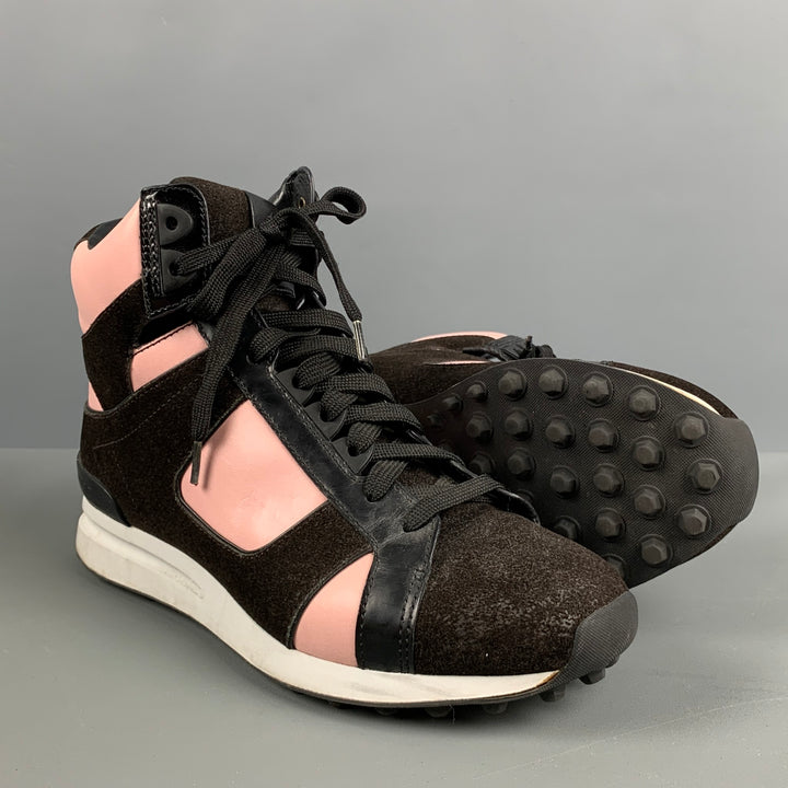 3.1 PHILLIP LIM Talla 9.5 Zapatillas altas con bloques de color de cuero negro y rosa