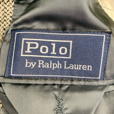 RALPH LAUREN Size 38 Regular Black Beige Tweed Wool Notch Lapel Suit