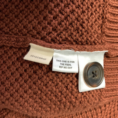 TAYLOR STITCH Size S Orange Mahagony Knit Cotton Shawl Cardigan